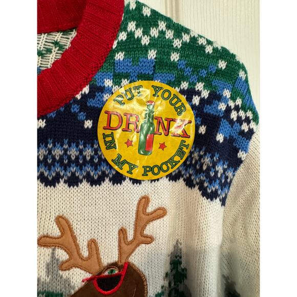 New Ugly Sweater Reindeer drink pouch sweater size medium - Picture 7 of 7